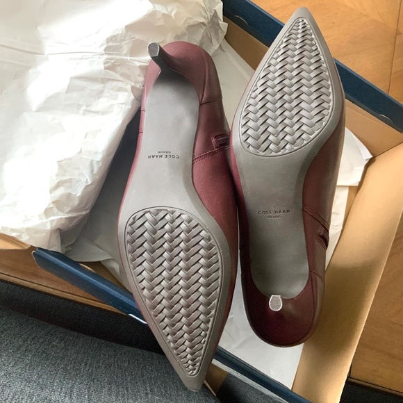 COLE HAAN Go-To-Park BLOODSTONE Leather Booties Pointed Toe Stiletto heel boots - Picture 10 of 11